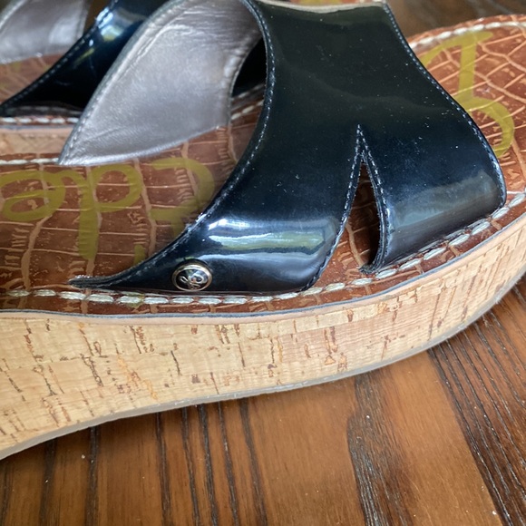 Sam Edelman Reid Black Patent Platform Wedge Sandals - Picture 8 of 11